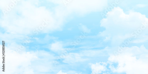 Blue sky and clouds with copy space. Sky blue or azure sky and clouds panorama white background. Everything lies above surface atmosphere outer space is sky. 