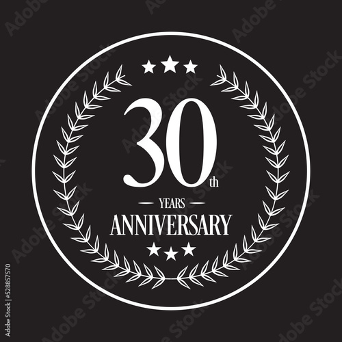 Luxury 30th years anniversary vector icon, logo. Graphic design element