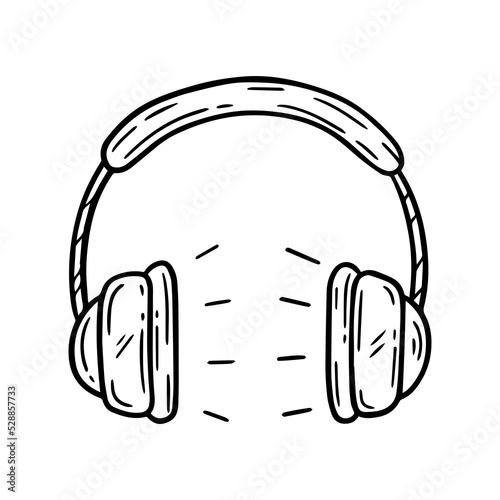 headphones Headset Audio in doodle sketch hand drawn lines icon