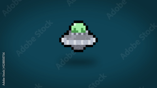 Pixel flying saucer UFO background - high res 8 bit wallpaper
