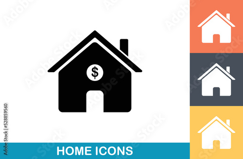  House Icon Set is ideal for a variety of applications.Stay at Home Icon in 4 Styles in Vector Format on White Background