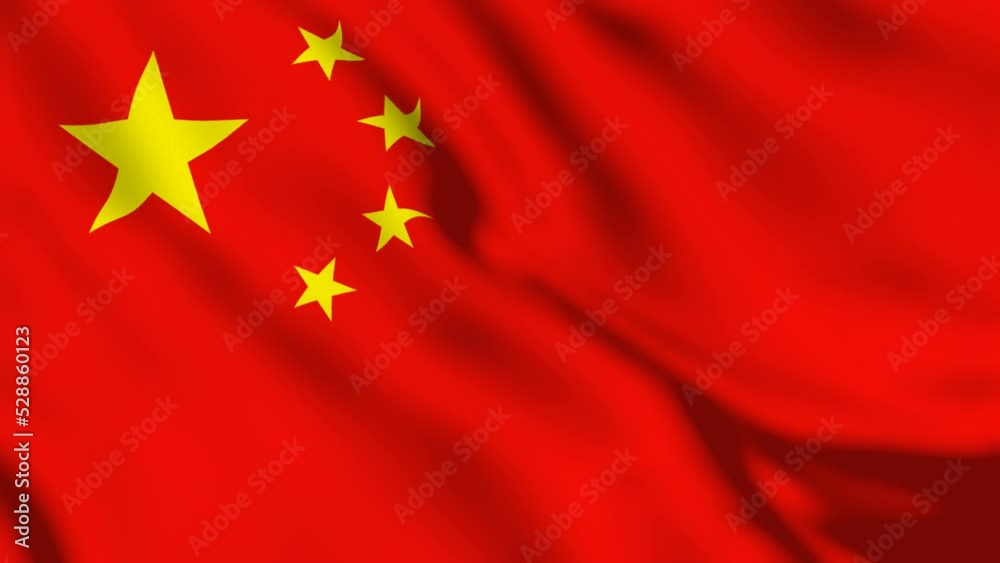 China national flag video. 3D China flag waving seamless loop video animation China national flag video. 3D China flag waving seamless loop video animation