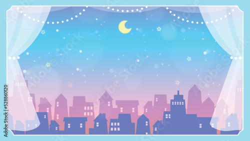 ゆめかわな夜景の背景素材_深夜