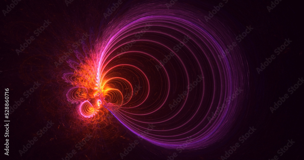 3D rendering abstract multicolor fractal light background