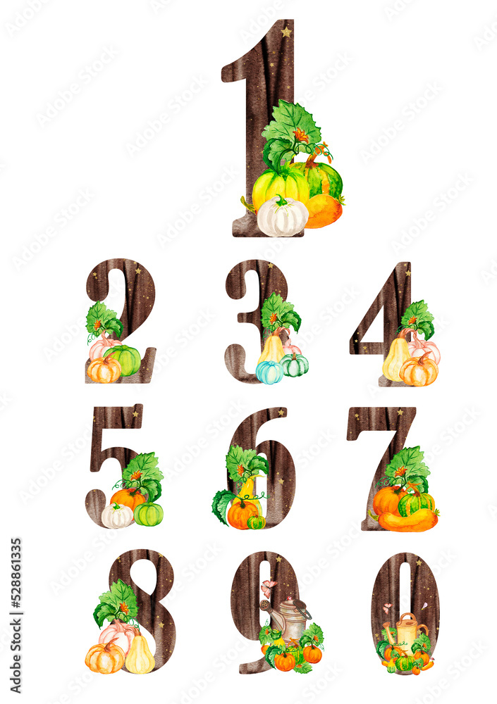 Watercolor brown figure with pumpkins, flowers and leaves,collection .Monogram initials perfect for wedding invitation, greeting card, logo, poster. Festive hand-painted decorations. Watercolor brown figure with pumpkins, flowers and leaves,collection .Monogram initials perfect for wedding invitation, greeting card, logo, poster. Festive hand-painted decorations.