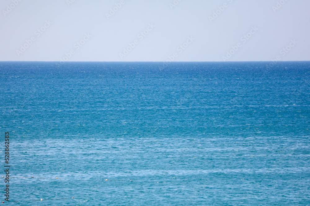 Skyline with blue water in the sea