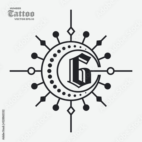 Number 6 Tattoo Logo