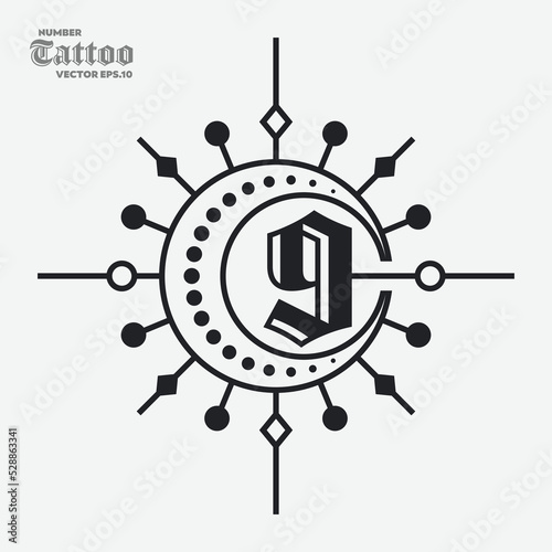Number 9 Tattoo Logo