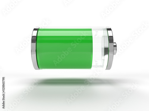 Battery icon on white background. 3D illustration.