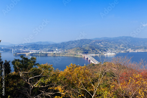 秋の大草山から東名高速と浜名湖橋