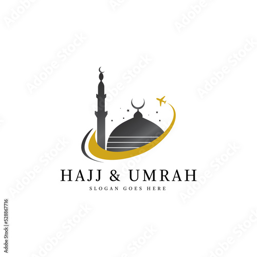 Mecca, haj & umrah Tour and Travel Logo, symbol icon. Suitable for travel business and Islamic content. photo