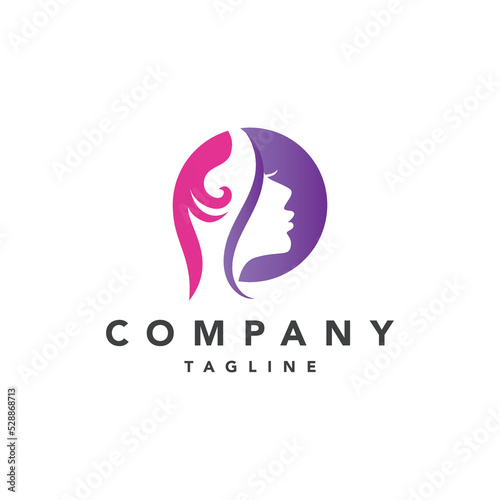 Woman face logo design vector illustration  Girl silhouette for cosmetics  beauty  salon  health and spa  fashion themes. Vector illustration. 