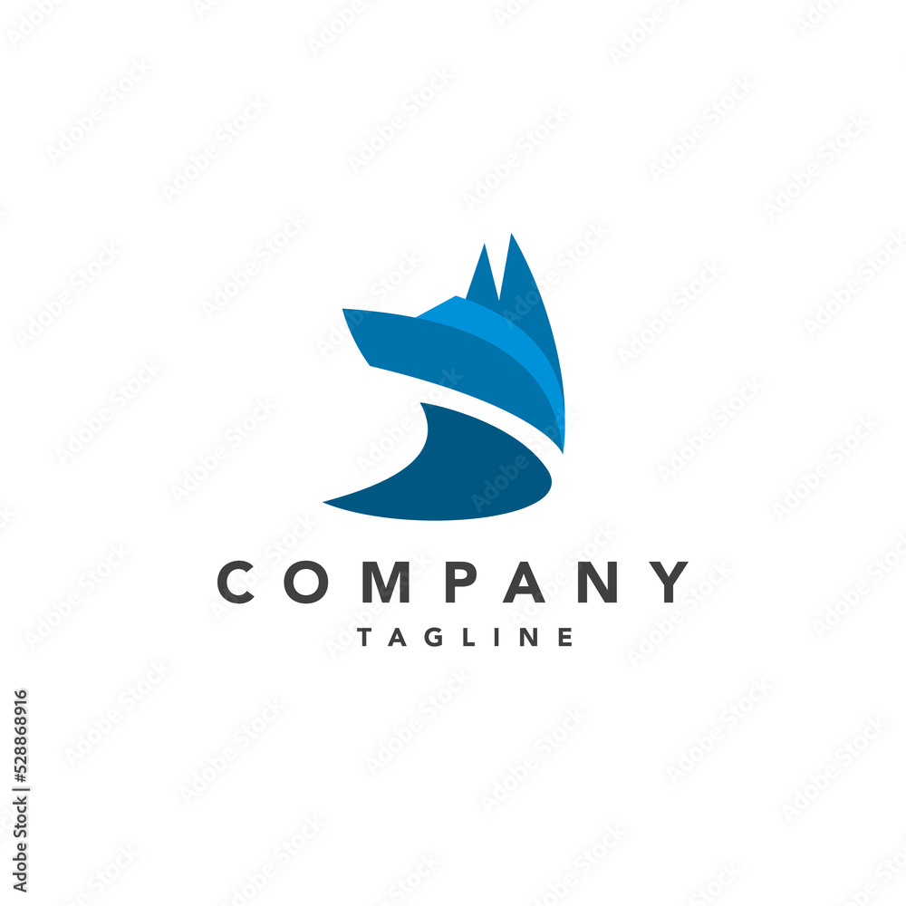Modern dog gradient blue logo. Vector design.