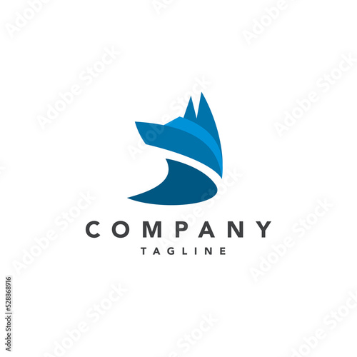 Modern dog gradient blue logo. Vector design.