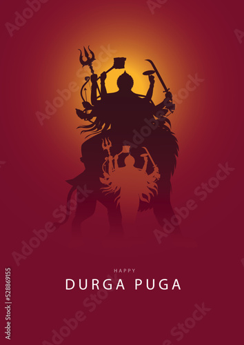 indian God durga in Happy Durga Puja Subh Navratri background. vector illustration design