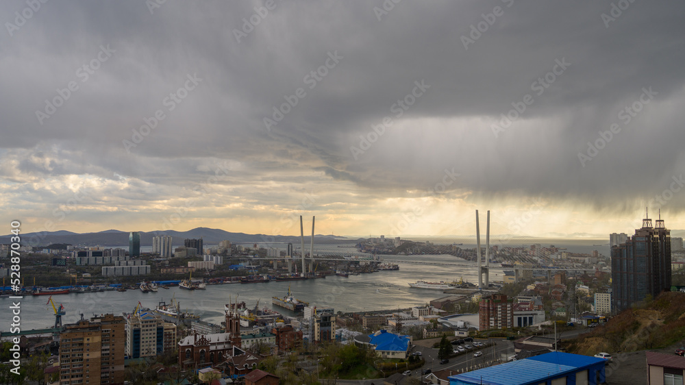 Dark stormy clouds over city. Rain. Dark stormy clouds over city. Rain.