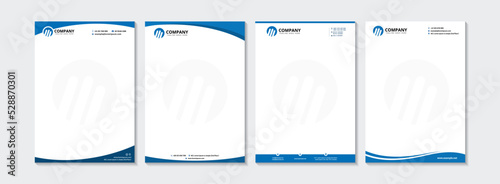 Corporate modern letterhead design bundle template with blue color. creative modern letterhead design template for your project.  photo