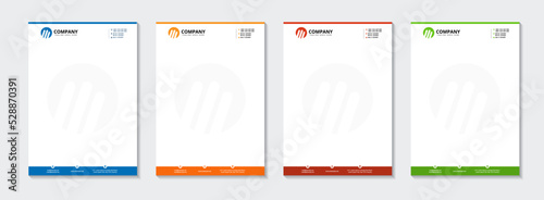 Corporate modern letterhead design bundle template with various color option. creative modern letterhead design template for your project. 