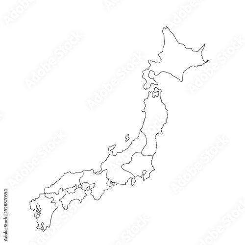 Map of Japan in high detail resolution