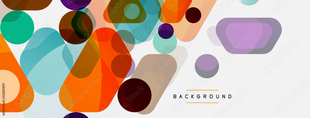 Fototapeta premium Color bubbles and rounded geometric shapes on white. Vector geometric minimal abstract background for wallpaper, banner, background, landing page