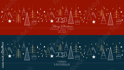 Merry Christmas, Happy Holidays 2023 set.