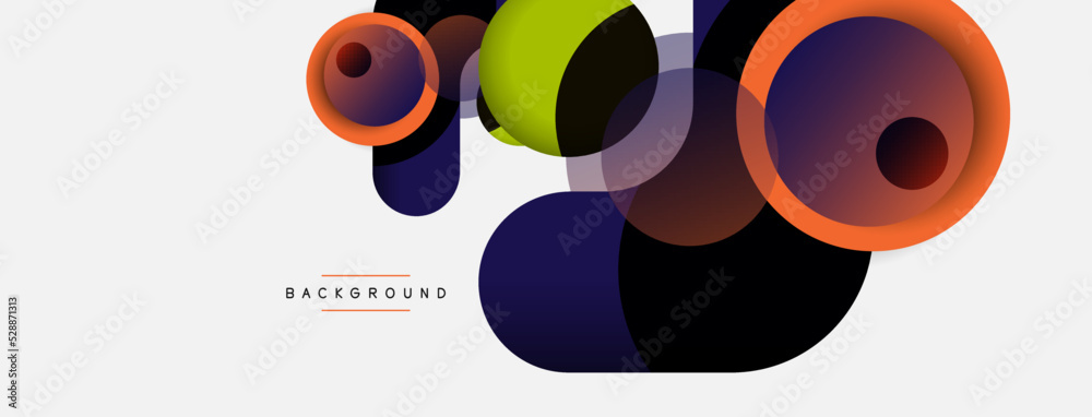 Creative geometric wallpaper. Minimal abstract background. Circles composition vector illustration for wallpaper banner background or landing page Creative geometric wallpaper. Minimal abstract background. Circles composition vector illustration for wallpaper banner background or landing page