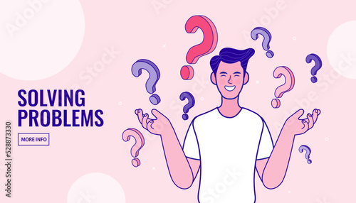 Man and Question mark sign outline