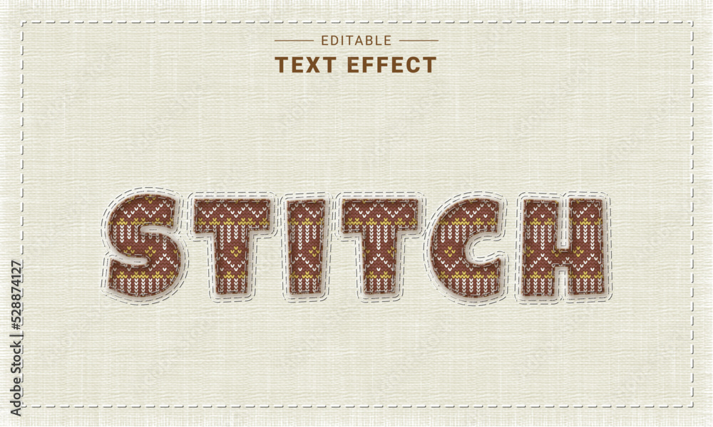 Fabric Style Knitting Text Effect Stock Vector | Adobe Stock