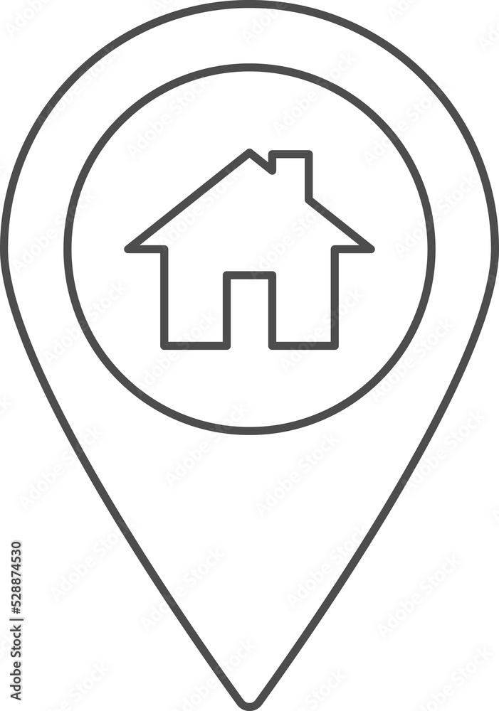 Pin Location with Home Flat Icon Pin Location with Home Flat Icon