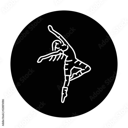 Woman dancing modern jazz color line icon. Contemporary dance.