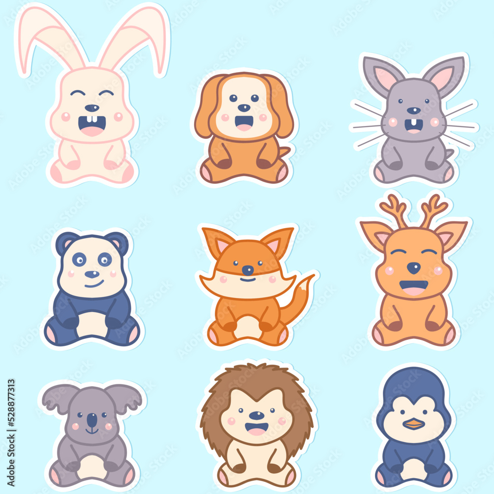 cute animal illustration flat sticker design cute animal illustration flat sticker design