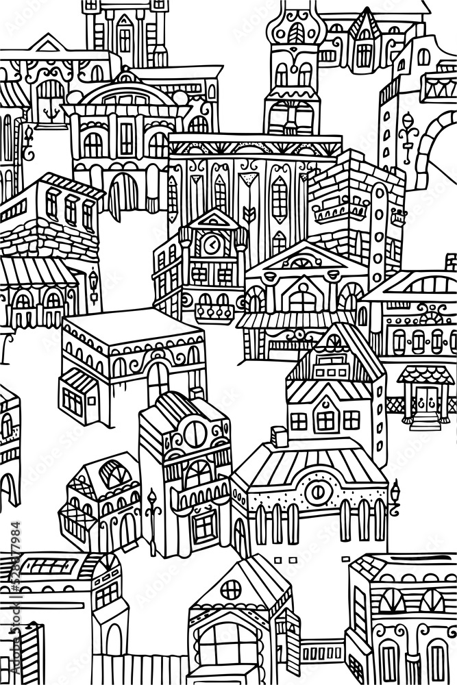 19th century city coloring page