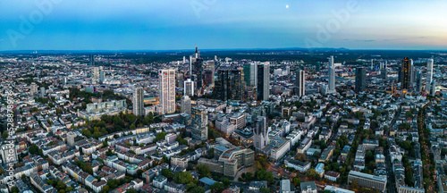 Aerial view of Frankfurt Downtown on a late summer afternoon.