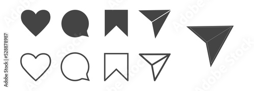 Free Download Social media set icon. Like, comment, share, save. Web flat vector sing - GFXLoad