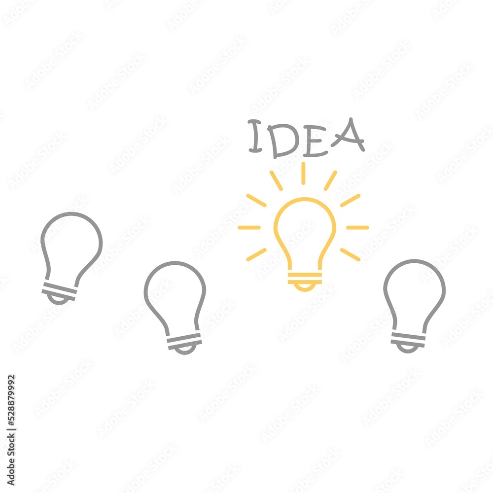 Abstract flat design light bulb idea icon Isolated on white background Abstract flat design light bulb idea icon Isolated on white background