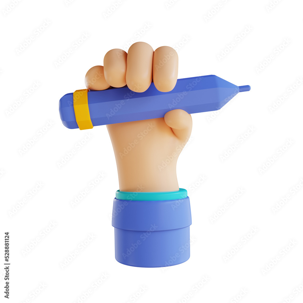 3d illustration hand and pencil 3d illustration hand and pencil