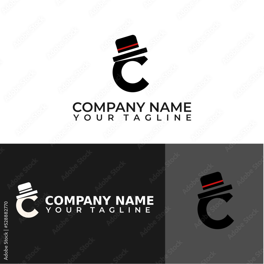 C letter mister hat logo vector