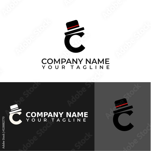 C letter mister hat logo vector