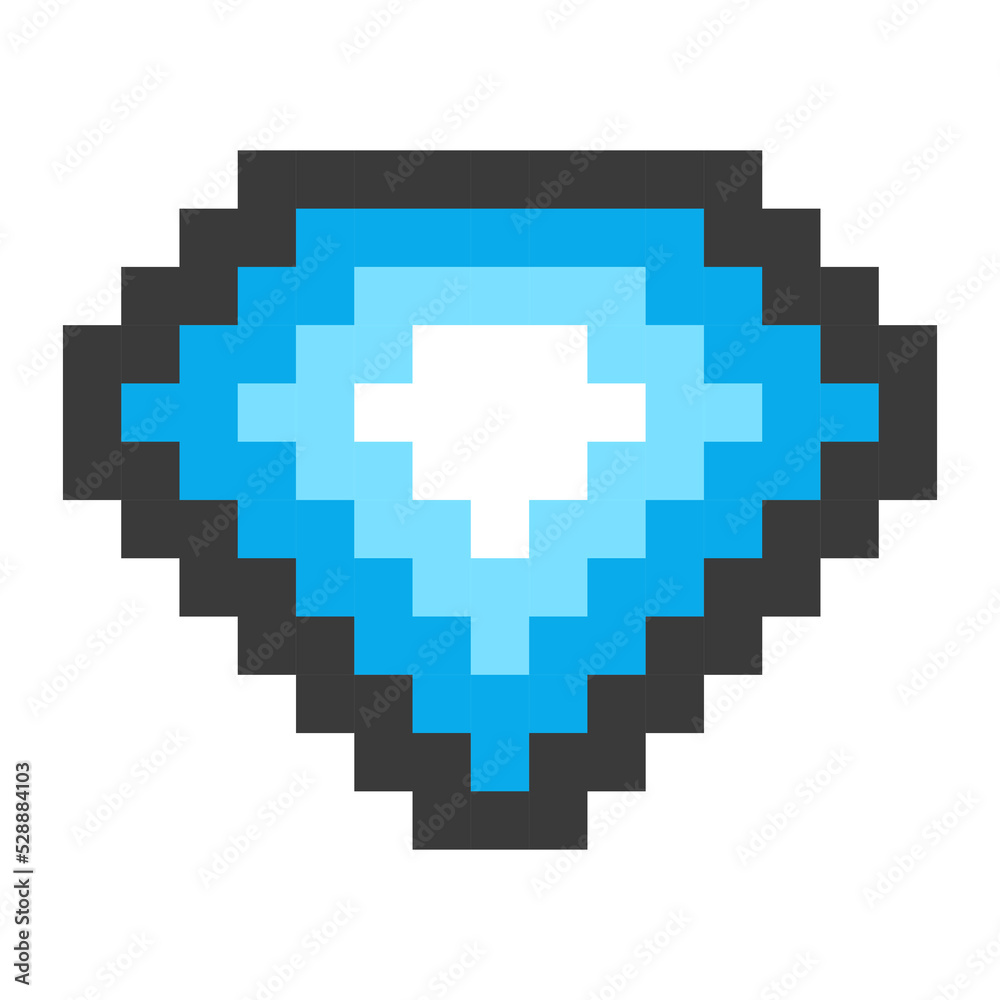 Jewel icon in pixel art style isolated on white background.Vector illustration. Jewel icon in pixel art style isolated on white background.Vector illustration.