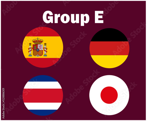 Germany Spain Japan And Costa Rica Flag Emblem Group E Symbol Design football Final Vector Countries Football Teams Illustration