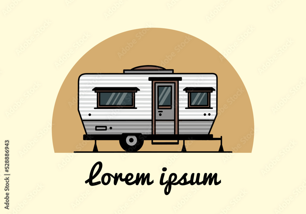 Teardrop van camper illustration badge design Teardrop van camper illustration badge design
