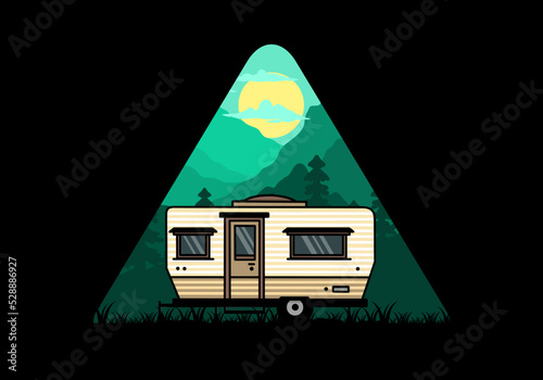 Teardrop van camper illustration badge design