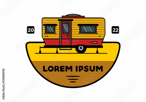 Teardrop van camper illustration badge design