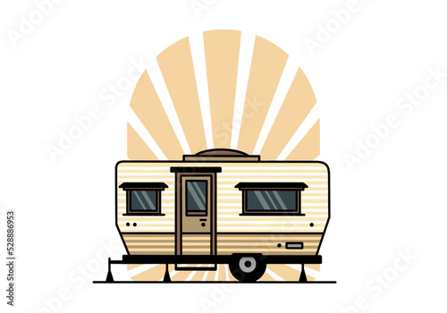 Teardrop van camper illustration badge design