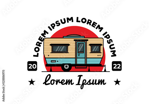 Teardrop van camper illustration badge design
