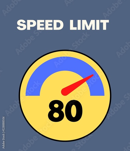 Speed limit 80 round road traffic icon sign flat style design illustration 