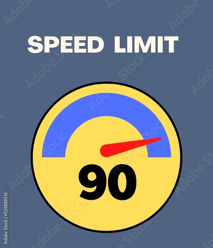 Speed limit 90 round road traffic icon sign flat style design illustration 