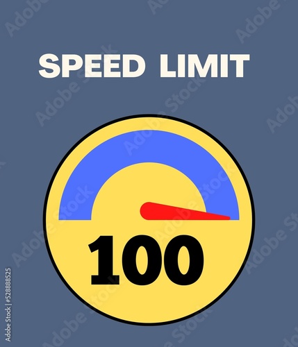 Speed limit 100 round road traffic icon sign flat style design illustration