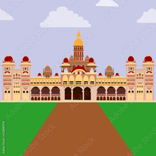 vector of historical monument Mysore Palace, Karnataka, India 