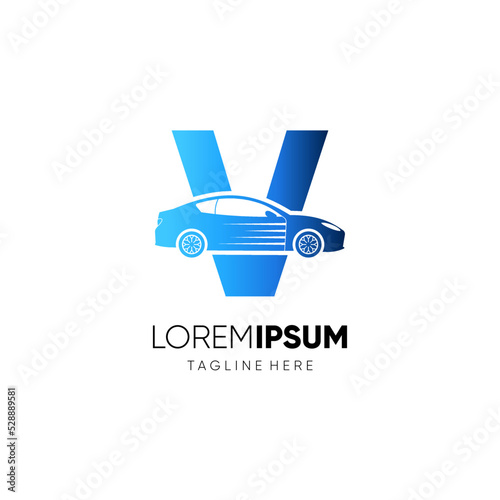 Letter V Car Logo Design Vector Icon Graphic Emblem Illustration